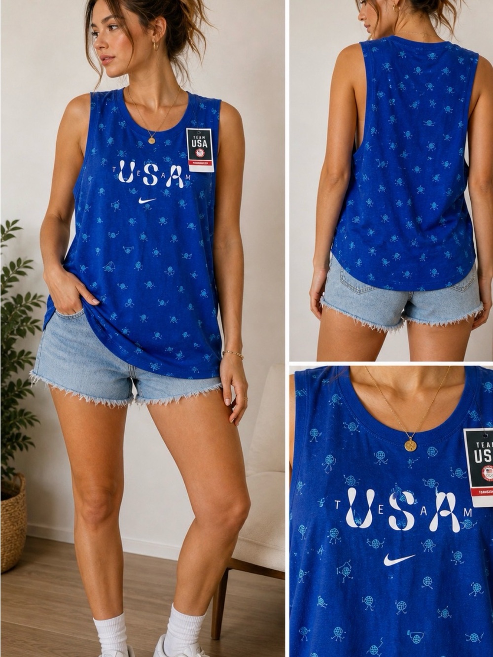 Nike Team USA Tank Top XL Blue Olympic Graphic Sleeveless NWT